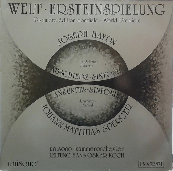 Joseph Haydn, Johannes Matthias Sperger, Unisono-Kammerorchester Leitung Hans Oskar Koch-0