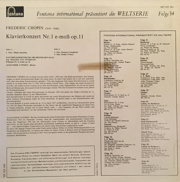 Frédéric Chopin, Alexander Uninsky, The Hague Philharmonic Ltg. Willem Van Otterloo-1