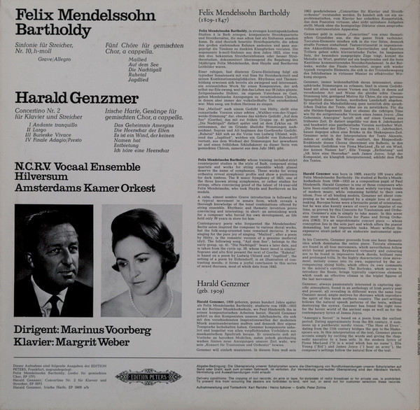 Felix Mendelssohn-Bartholdy / Harald Genzmer, NCRV Vocaal Ensemble, Amsterdams Kamerorkest, Marinus Voorberg-1