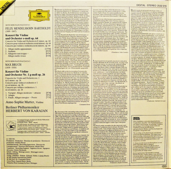 Felix Mendelssohn-Bartholdy ∙ Max Bruch, Anne-Sophie Mutter, Berliner Philharmoniker ∙ Herbert von Karajan-1