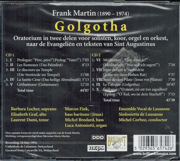 Frank Martin (3) / Marcos Fink, Barbara Locher, Laurent Dami, Sinfonietta De Lausanne, Michel Corboz-1