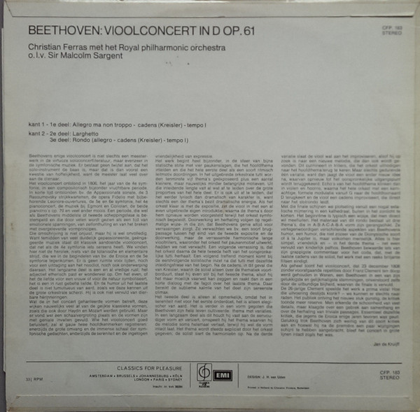 Ludwig van Beethoven, Christian Ferras Met Het Royal Philharmonic Orchestra O.l.v Sir Malcolm Sargent-1