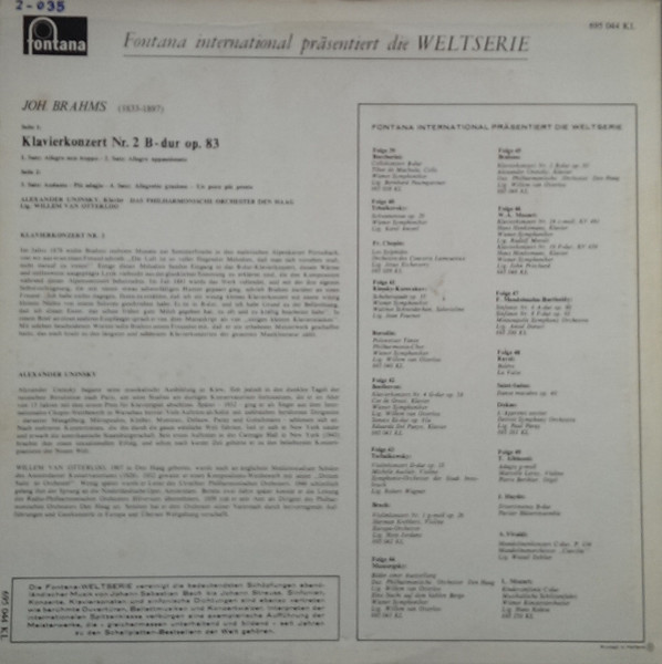 Johannes Brahms - Alexander Uninsky, The Hague Philharmonic, Willem Van Otterloo-1