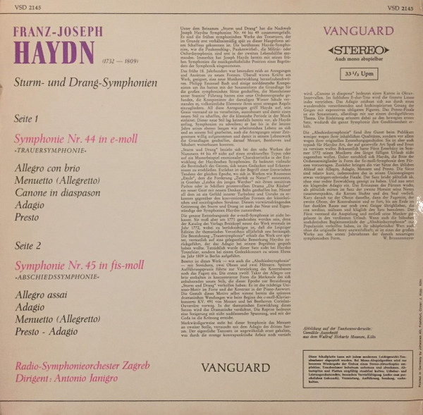 Joseph Haydn, Simfonijski Orkestar HRT-a, Antonio Janigro-1