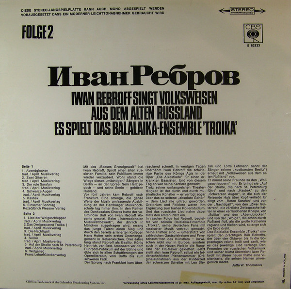 Ivan Rebroff, Balalaika Ensemble Troika-1