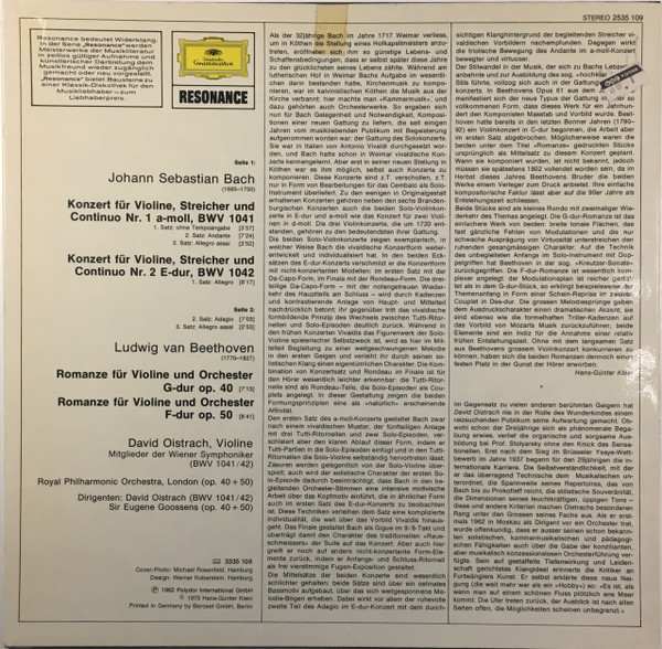 David Oistrach - Johann Sebastian Bach / Ludwig Van Beethoven-1