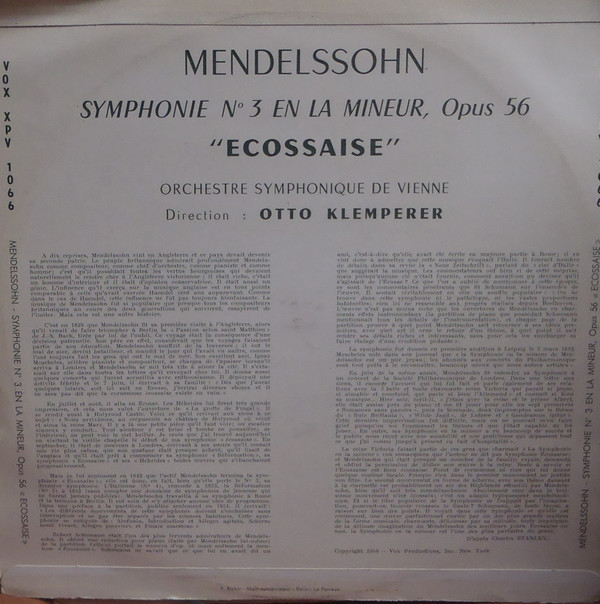 Felix Mendelssohn-Bartholdy - Wiener Symphoniker Direction : Otto Klemperer-1