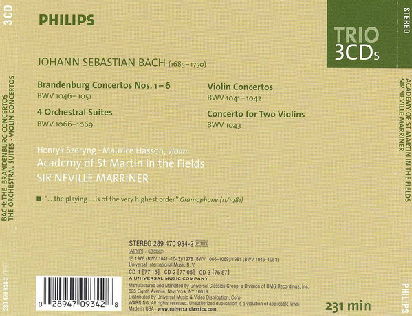 Johann Sebastian Bach - The Academy Of St. Martin-in-the-Fields, Sir Neville Marriner-1