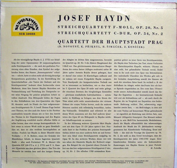 Joseph Haydn, Quartett Der Hauptstadt Prag-1