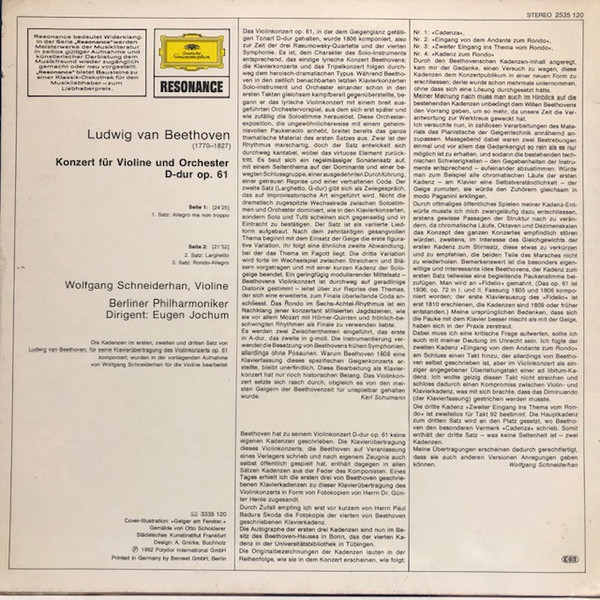 Ludwig Van Beethoven, Wolfgang Schneiderhan, Berliner Philharmoniker, Eugen Jochum-1