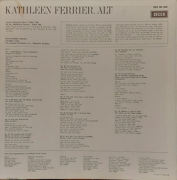 Johann Sebastian Bach - Kathleen Ferrier, The Jacques Orchestra, Reginald Jacques, The Bach Choir-1