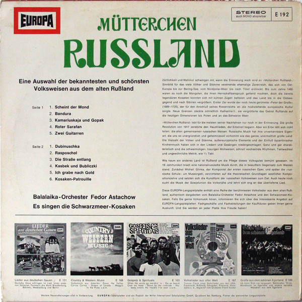 Balalaika-Orchester Fedor Astachow Es Singen: Original Schwarzmeer Kosaken Chor-1