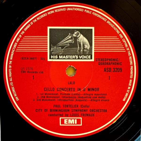 Édouard Lalo, Yan Pascal Tortelier, Paul Tortelier, City Of Birmingham Symphony Orchestra, Louis Frémaux-1