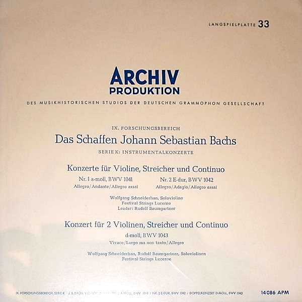 Johann Sebastian Bach - Wolfgang Schneiderhan, Rudolf Baumgartner, Festival Strings Lucerne-0