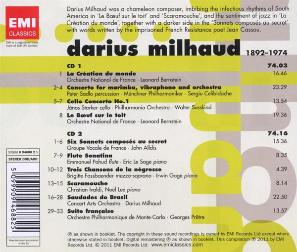 Darius Milhaud – Emmanuel Pahud, Brigitte Fassbaender, Leonard Bernstein, Sergiu Celibidache, Georges Prêtre-1