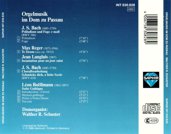 Johann Sebastian Bach • Max Reger • Jean Langlais • Léon Boëllmann - Walther R. Schuster-1