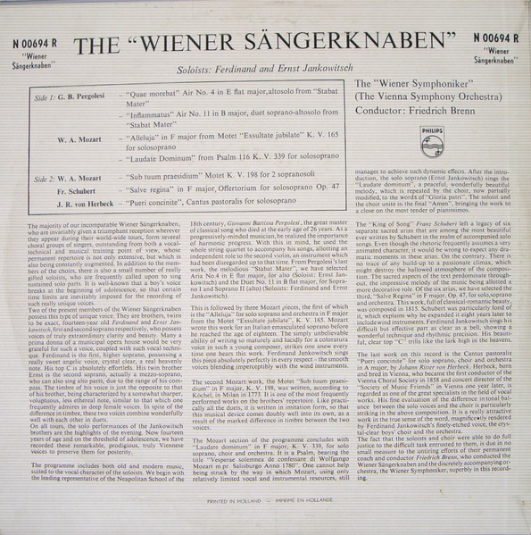 Die Wiener Sängerknaben, Ferdinand Jankowitsch And Ernst Jankowitsch, Wiener Symphoniker, Friedrich Brenn-1