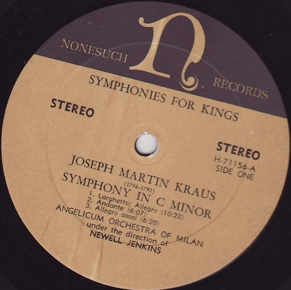 Joseph Martin Kraus, Gaetano Brunetti, Orchestra Dell'Angelicum Di Milano, Newell Jenkins-1