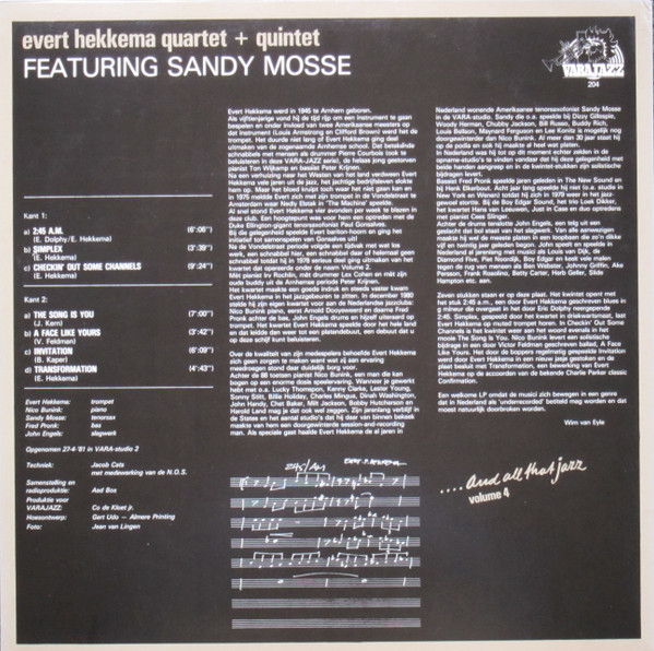 Evert Hekkema Quartet + Quintet Featuring Sandy Mosse-1