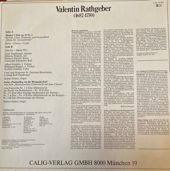Johann Valentin Rathgeber, Chorkreis St. Quirinus Und Orchesterkreis St. Quirinus, Rolf Hamberger-1
