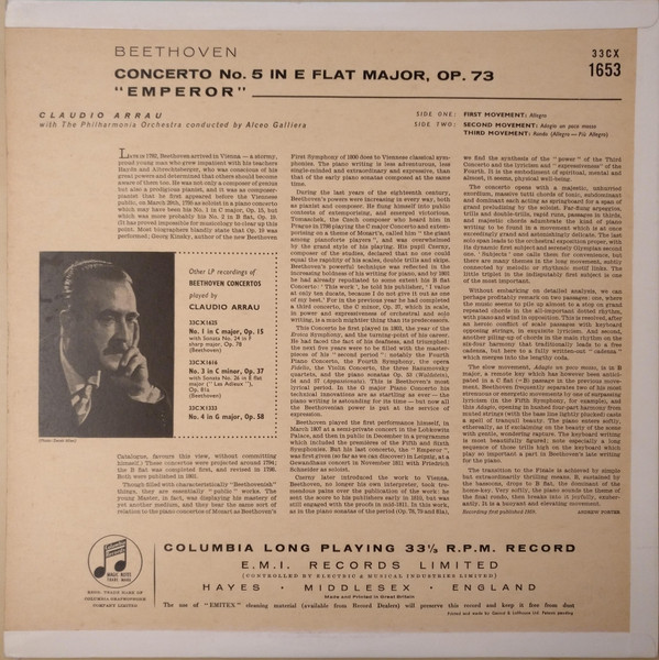 Claudio Arrau, Philharmonia Orchestra, Alceo Galliera, Ludwig van Beethoven-1
