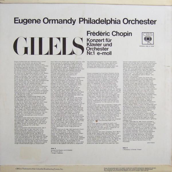 Frédéric Chopin, Emil Gilels, The Philadelphia Orchestra, Eugene Ormandy-1