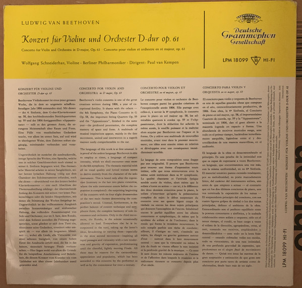 Ludwig van Beethoven, Wolfgang Schneiderhan, Berliner Philharmoniker, Paul van Kempen-1