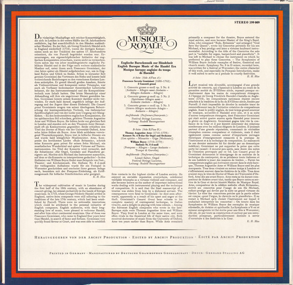 Francesco Geminiani, Thomas Arne, William Boyce-1