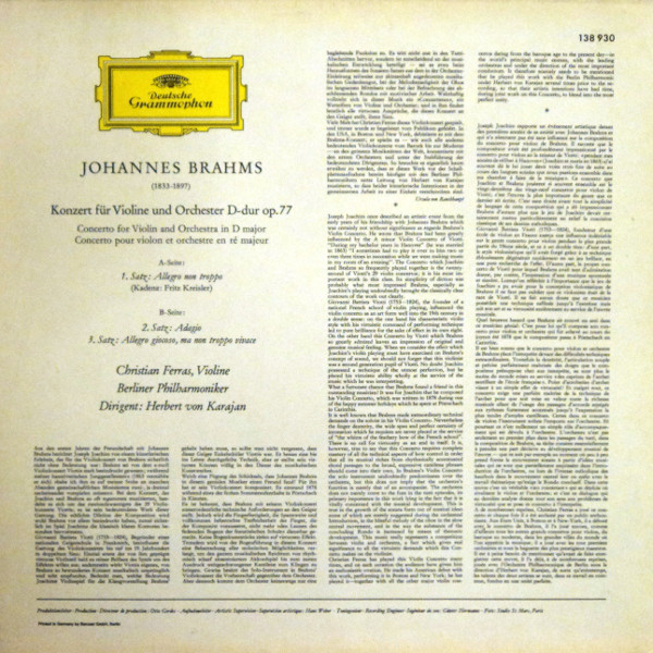 Johannes Brahms – Christian Ferras · Herbert von Karajan - Berliner Philharmoniker-1