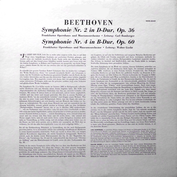 Ludwig Van Beethoven, Carl Bamberger, Walter Goehr, Frankfurter Opern- Und Museumsorchester-1