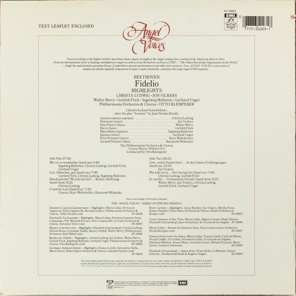 Ludwig van Beethoven, Christa Ludwig • Jon Vickers • Walter Berry • Ingeborg Hallstein • Gottlob Frick • Gerhard Unger • Philharmonia Orchestra & Philharmonia Chorus, Otto Klemperer-1