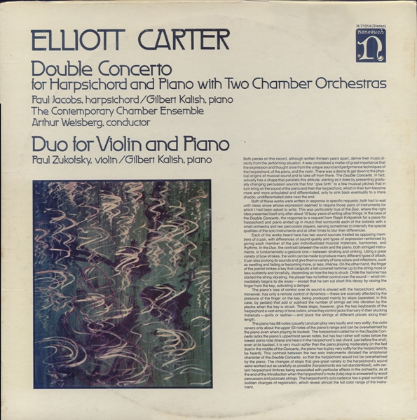 Elliott Carter - Paul Jacobs (3), Gilbert Kalish, Contemporary Chamber Ensemble, Arthur Weisberg, Paul Zukofsky-0