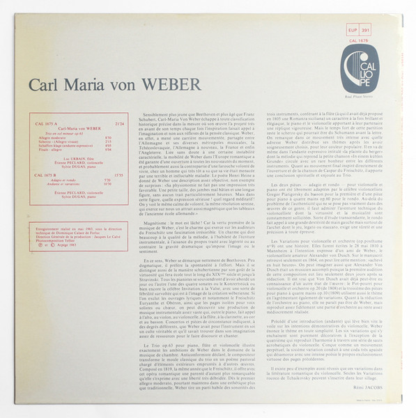 Carl Maria Von Weber, Luc Urbain , Flûte, Etienne Péclard , Violoncelle, Sylvie Dugas-1