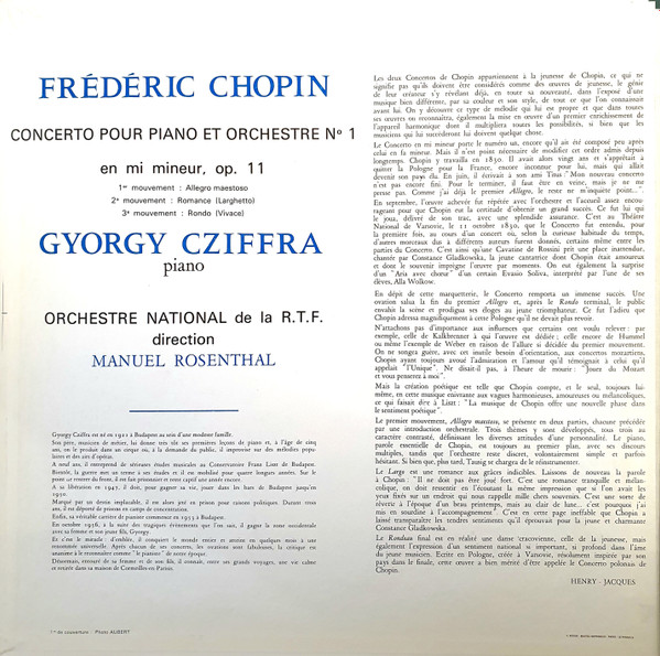 Frédéric Chopin, Gyorgy Cziffra, Orchestre National De La R.T.F. : Manuel Rosenthal-1