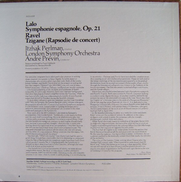 Édouard Lalo / Maurice Ravel - Itzhak Perlman, André Previn, London Symphony Orchestra-1