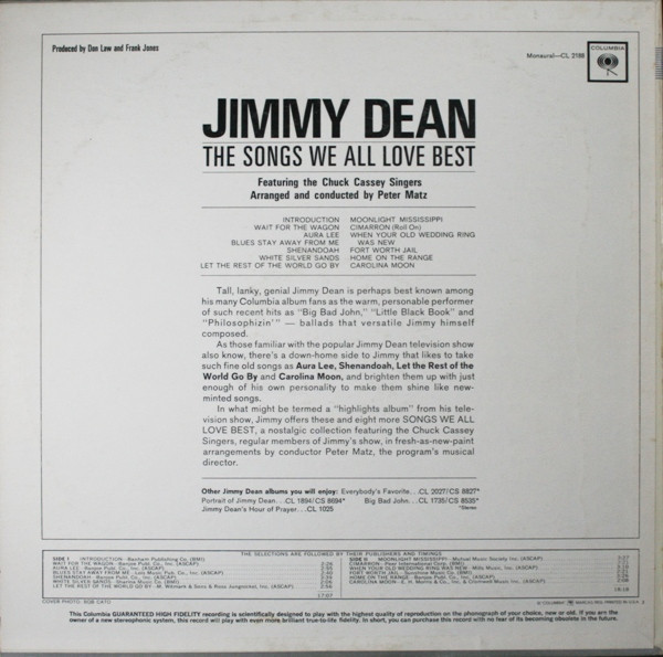 Jimmy Dean Featuring The Chuck Cassey Singers-1