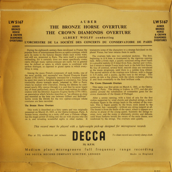 Daniel-Francois-Esprit Auber, Albert Wolff Conducting Orchestre De La Société Des Concerts Du Conservatoire-1