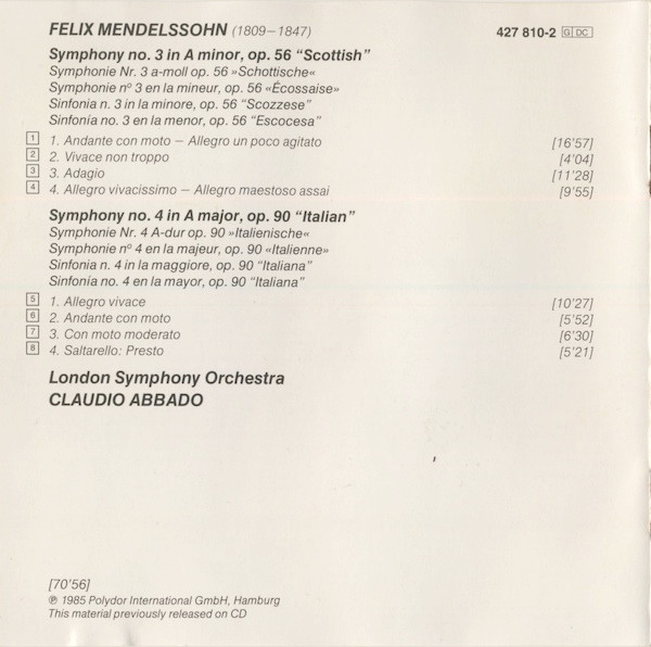 Felix Mendelssohn-Bartholdy ● London Symphony Orchestra ● Claudio Abbado-1