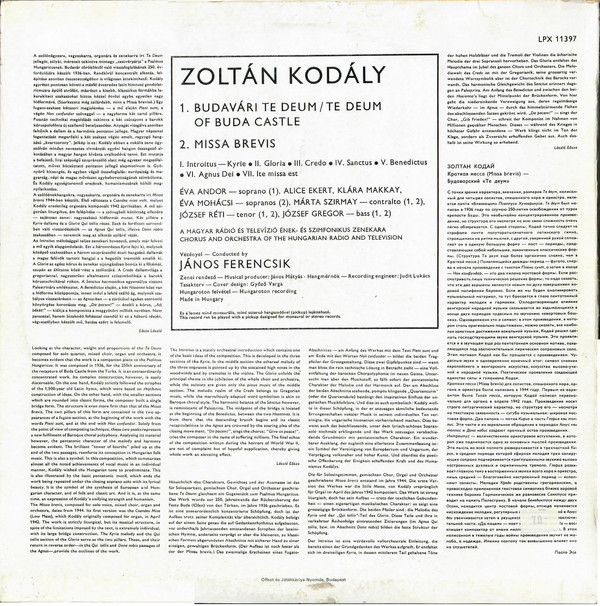 János Ferencsik, Magyar Rádió És Televízió Énekkara And Magyar Rádió És Televízió Szimfónikus Zenekara - Zoltán Kodály-1