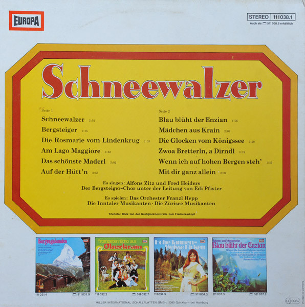 Alfons Zitz Und Fred Heiders, Der Bergsteiger-Chor Unter Leitung Von Edi Pfister , Es Spielen Das Orchester Franzl Hepp, Die Inntaler Musikanten • Die Zürisee Musikanten-1