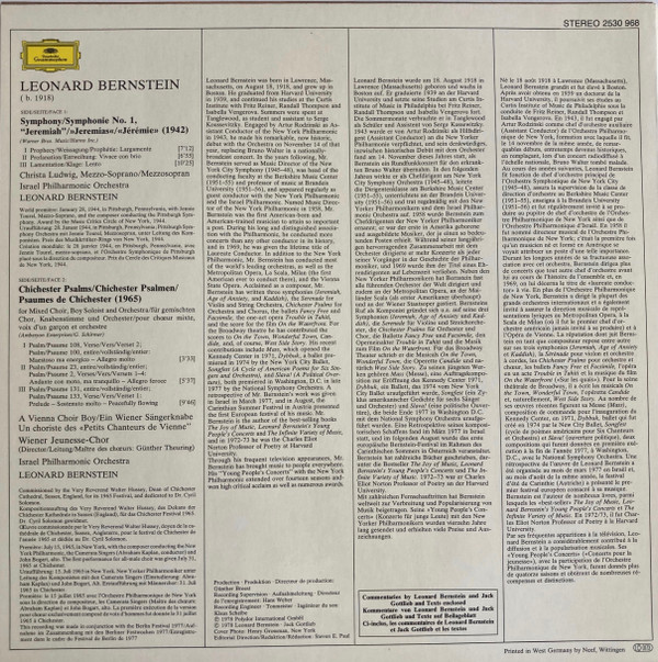 Leonard Bernstein, Christa Ludwig . Wiener Jeunesse-Chor / Israel Philharmonic Orchestra-1
