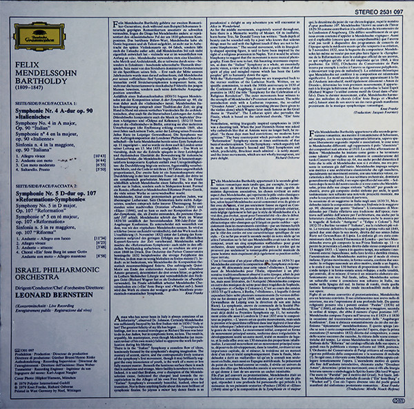 Felix Mendelssohn-Bartholdy - Israel Philharmonic Orchestra · Leonard Bernstein-1