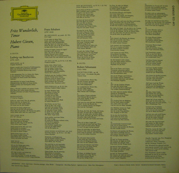 Fritz Wunderlich, Hubert Giesen - Robert Schumann - Ludwig van Beethoven · Franz Schubert-1