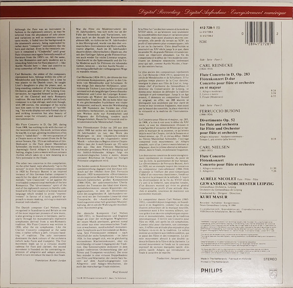 Carl Nielsen, Carl Reinecke, Ferruccio Busoni - Aurèle Nicolet, Gewandhausorchester Leipzig, Kurt Masur-1