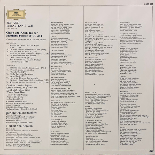 Johann Sebastian Bach / Wiener Singverein / Berliner Philharmoniker / Herbert Von Karajan-1