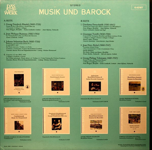 Johann Sebastian Bach • Girolamo Frescobaldi • Georg Friedrich Händel • Jean-Philippe Rameau • Jean-Féry Rebel • Georg Philipp Telemann • Giuseppe Torelli-1