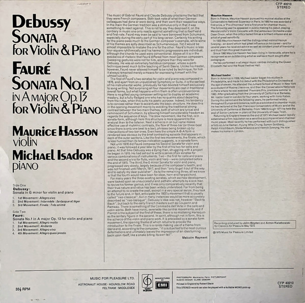Claude Debussy, Gabriel Fauré, Maurice Hasson, Michael Isador-1