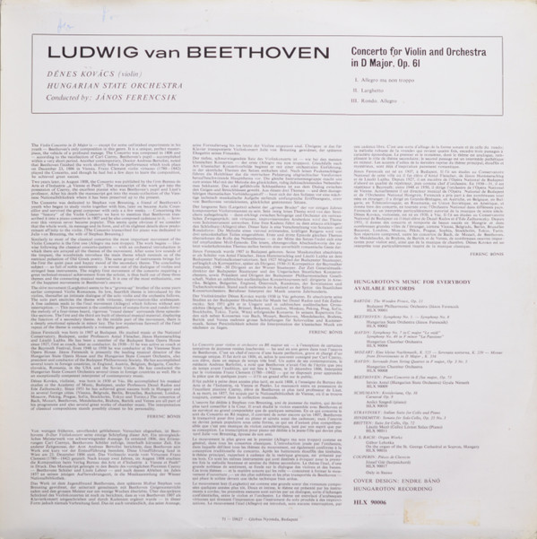 Ludwig van Beethoven, Dénes Kovács, Hungarian State Orchestra, János Ferencsik-1