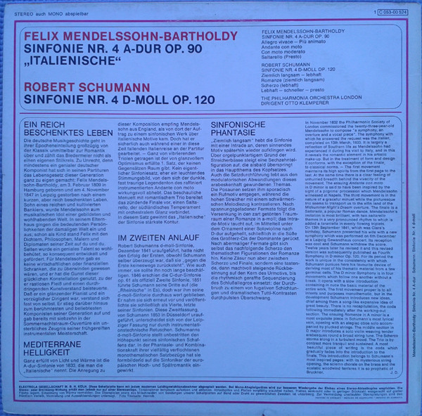 Felix Mendelssohn-Bartholdy - Robert Schumann - Otto Klemperer, Philharmonia Orchestra-1