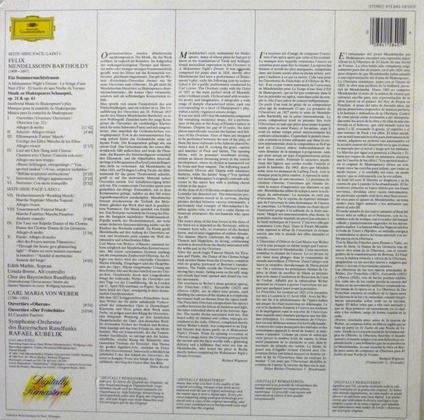 Felix Mendelssohn-Bartholdy, Carl Maria von Weber, Edith Mathis, Ursula Boese, Symphonie-Orchester Des Bayerischen Rundfunks, Chor Des Bayerischen Rundfunks, Rafael Kubelik-1